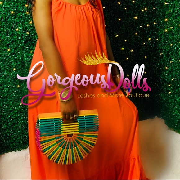 Gorgeous Doll Multicolor Bamboo Woven Tote Handbag - Picture 2 of 2